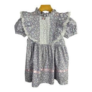 Pic Up Stix Vintage Girls size 4 Floral Prairie Dress Made in USA 80s